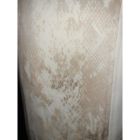 CALVIN KLEIN Sz 10 Sheath Dress Beige Ivory Animal Print Sleeveless Stretch Knit - Picture 2 of 6